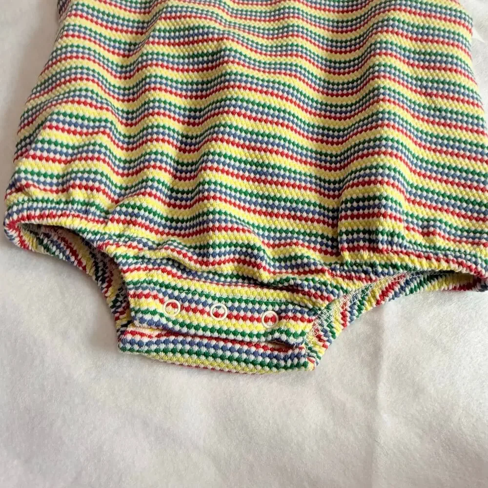 NWT Old Navy Rainbow Stripe Polo Bubble Romper Bodysuit Baby Boy 3-6 Months